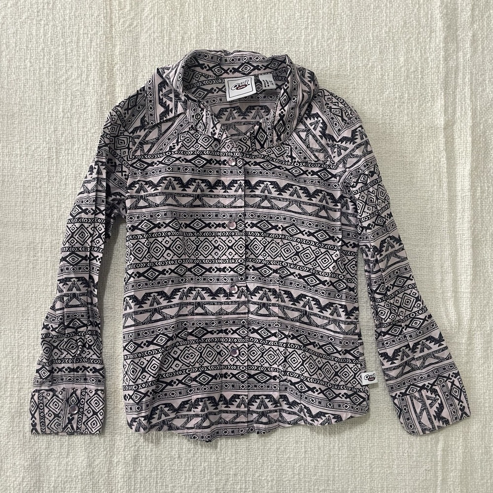 CRUEL GIRL Blue Pink Aztec Western Pearl‎ Snap Shirt Girl's Toddler 3T Rodeo
